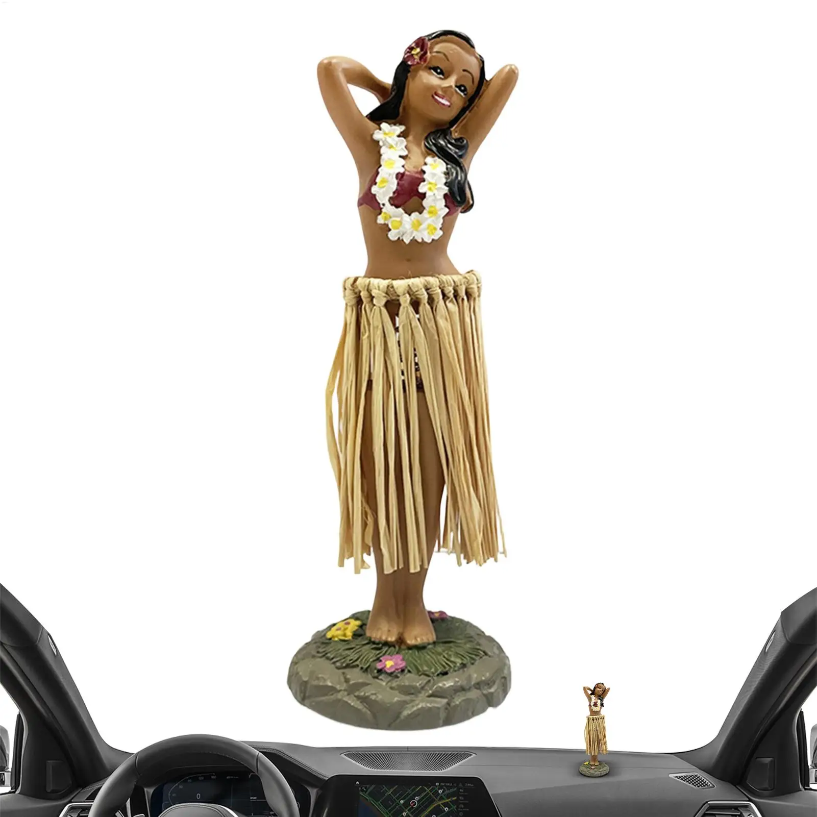 Hawaiian Dancing Girl Doll For Car Dashboard Small Dancer Doll Decor Dancing Doll Figures For Auto Interior deco Accessories