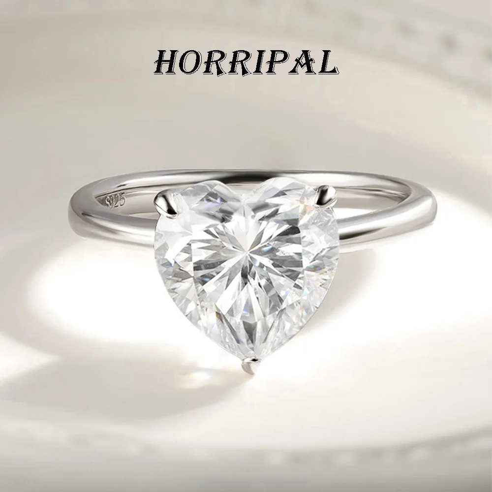 

Кольцо HORRIPAL Heart Moissanite с сертификатом GRA, из стерлингового серебра 925 пробы с покрытием из белого золота 18 карат, женское ювелирное украшение на годовщину