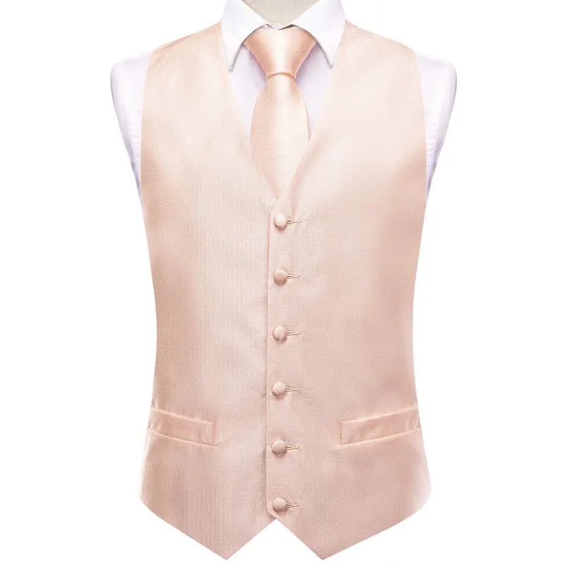 VerveRow Herren Satin-Set mit V-Ausschnitt, Weste, Krawatte und Einstecktuch, 3-teiliges formelles Business-Hochzeits-Westen-Set – Detail 4