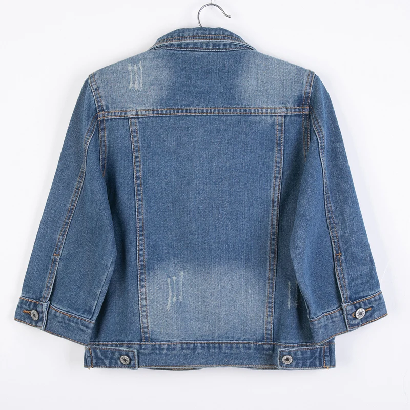Women Denim Jackets Spring Summer Three Quarter Sleeve Short Jean Jacket Fashion Female Pockets Slim Outerwear