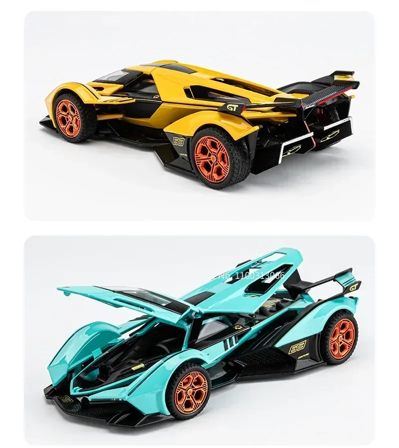 1:32 Lambor V12 GT Super Auto Modell Spielzeug Metall Druckguss Zurückziehen Musik Licht Miniatur Racing Fahrzeug Modelle Dekoration Jungen Geschenke – Detail 10