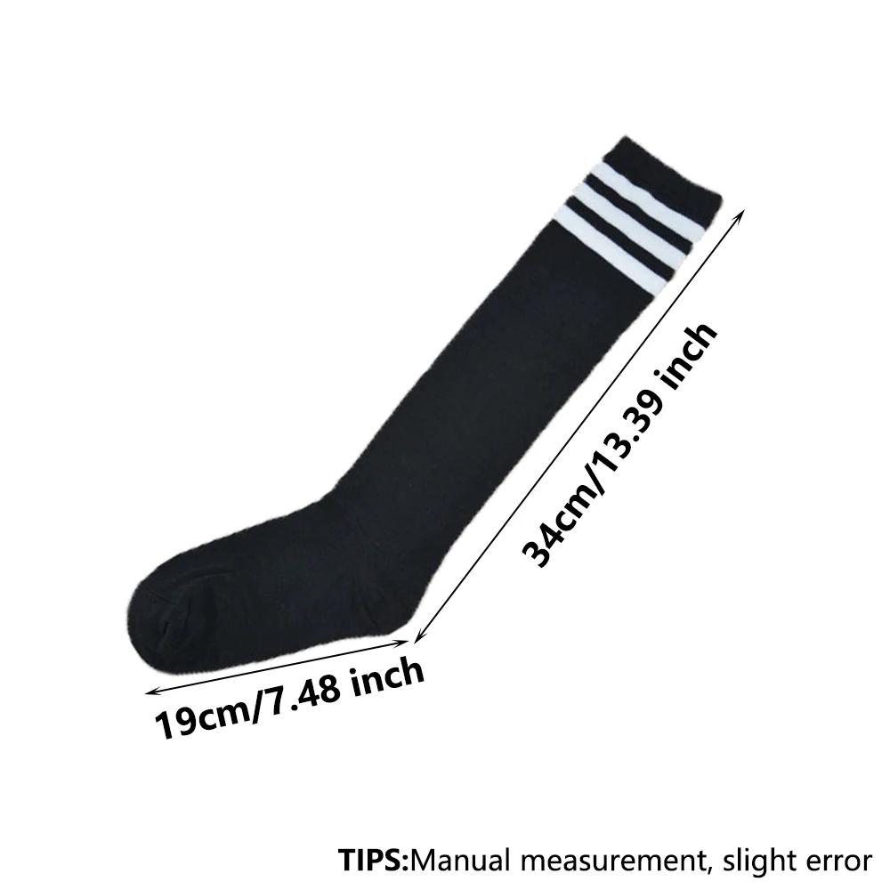 Women's Striped Knee High Socks, Classic 3 White Stripe Socks Casual Sporty Crew Socks for School Uniform Soccer Daily Wear view 4