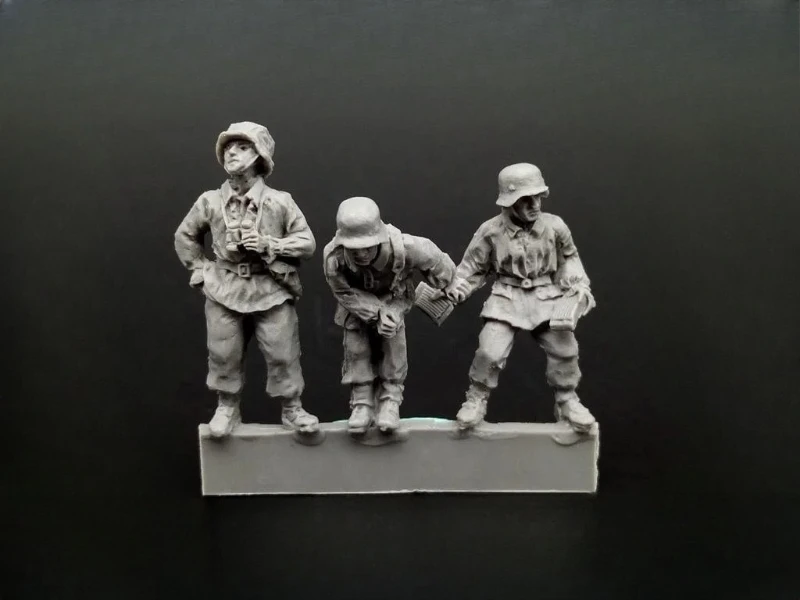 Kit de modelo de figura de resina fundida em escala 1/72, exército alemão da segunda guerra mundial, 2.0cm, tripulação de vibração, 3 figuras sem pintura
