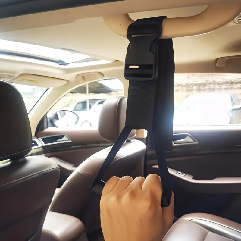 One gravity-locking strap, car armrest strap, suitable for the elderly, compatible with various car models, and adjustable.