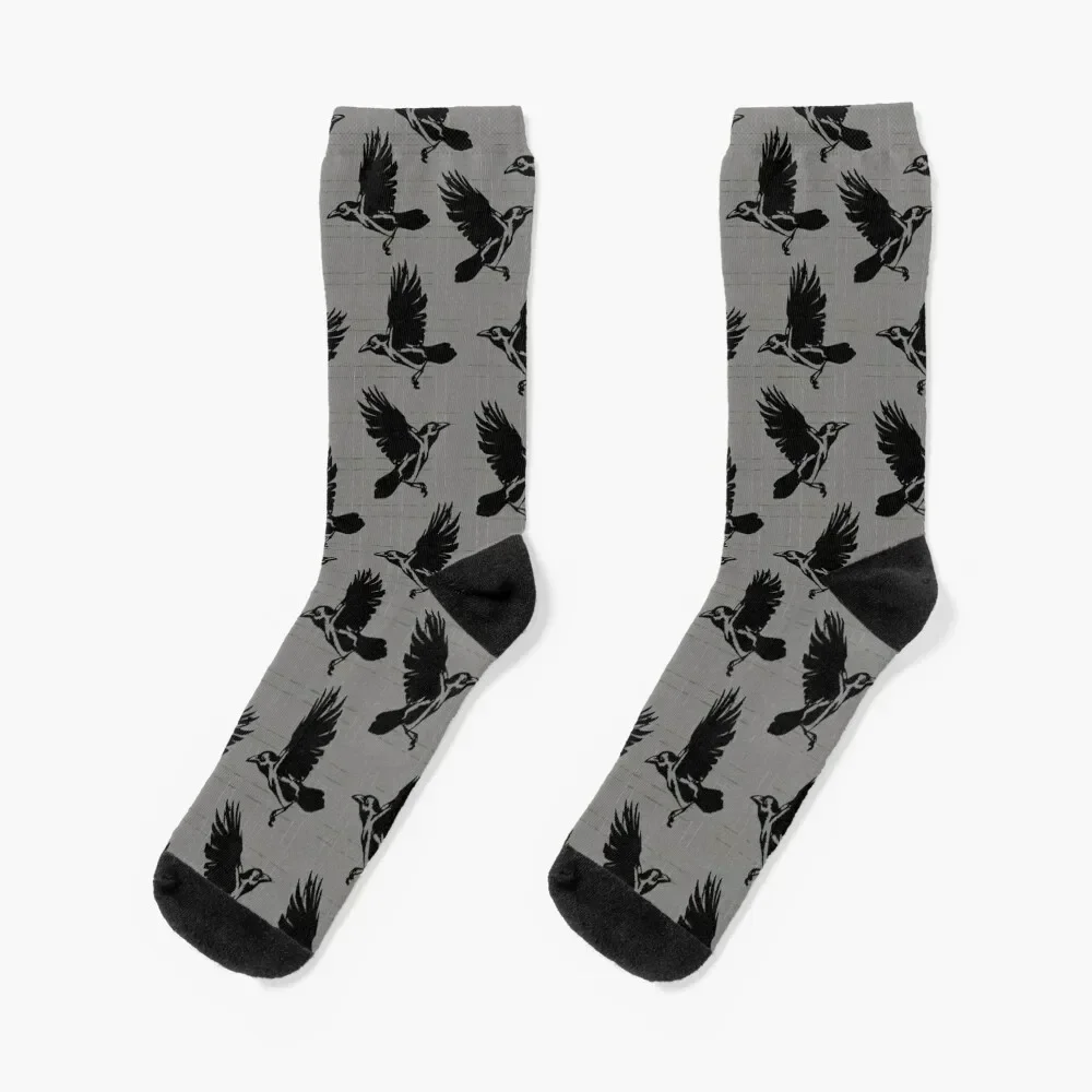 flock of crows Socks japanese fashion new year Heating sock happy Women Socks Men's