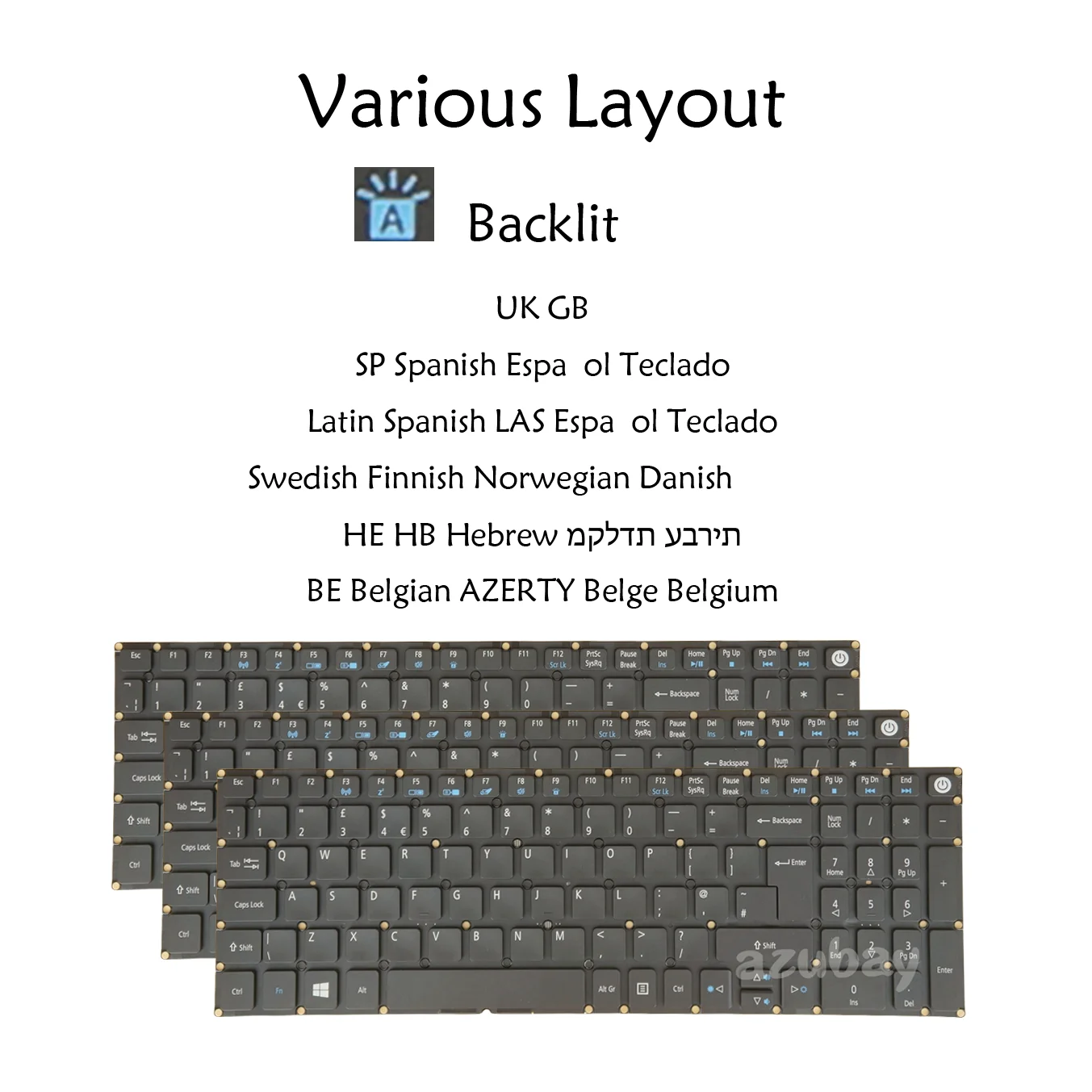 Teclado Portátil Retroiluminado para Acer Travelmate P459-g2-m P459-g2-mg P459-m P459-mg K5020 Reino Unido Espanhol Hebraico Nórdico Belga Azerty
