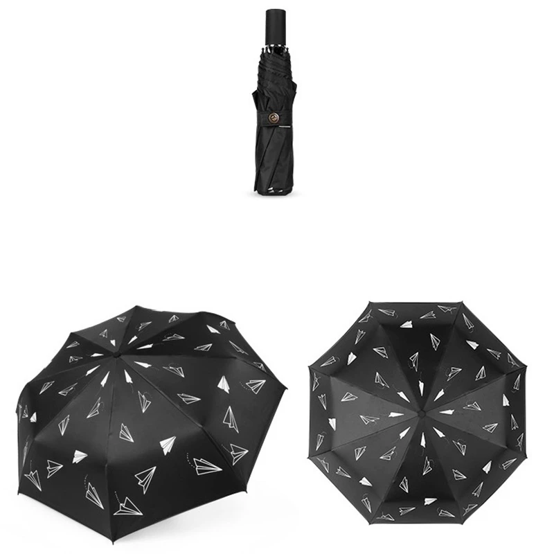 Paper Airplane Folding Rain And Sun Dual-Purpose Female Sunscreen UV Protection Umbrella Three-Fold Umbrella