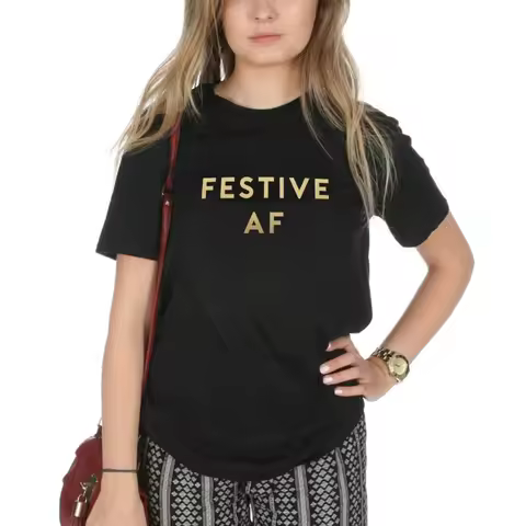 Festive Af Gold T Shirt Top Christmas Xmas Funny