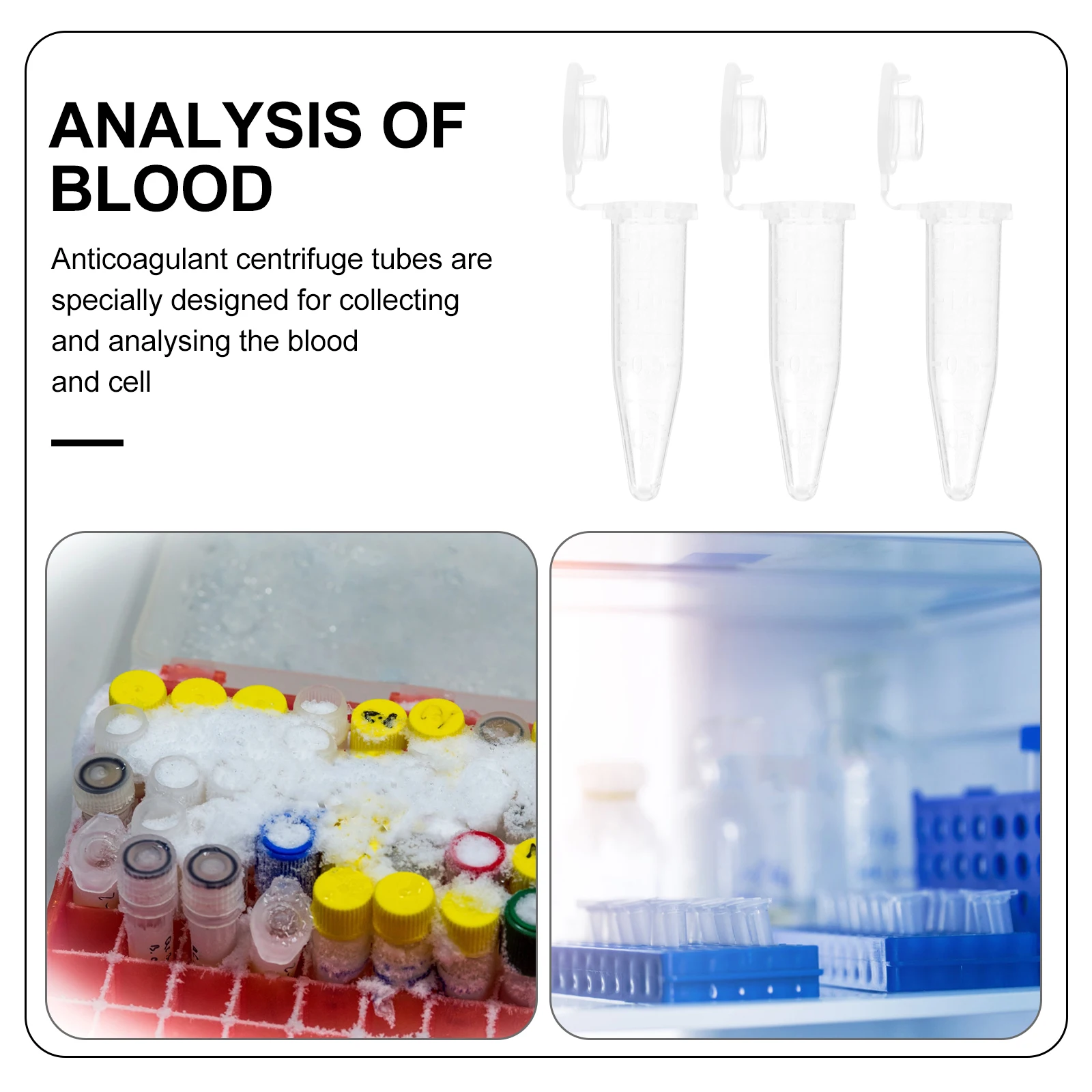 

100pcs Anticoagulant Tubes Blood Analysis Test Tube Cell Plasma Determination Lab Supplies Science Tube