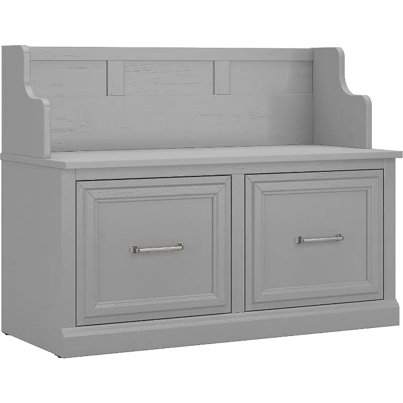 Woodland Entryway Bench with Doors | Shoe Storage for Mudroom and Foyer, 40W, Cape Cod Gray