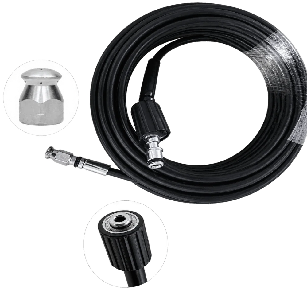 3/8 Inch Sewer Cleaning Nozzle Stainless Steel Wear Resistant High Pressure Washer Nozzle 1 Forward 6 Rear Jets