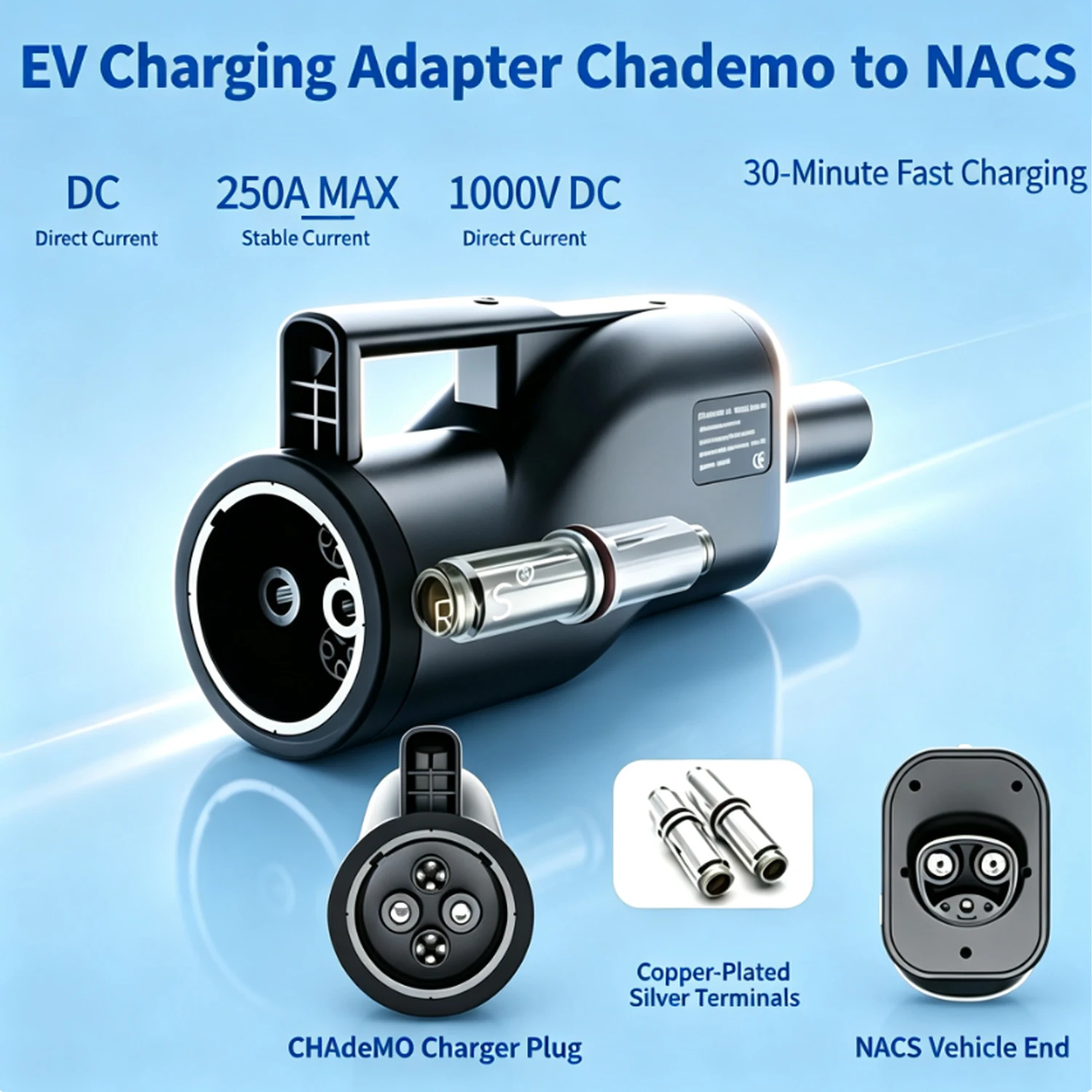 EV Charging Adapter Chademo to NACS 250A DC Fast Charger Chademo Connector Electric Vehicle CHAdeMO to NASC For Tesla Adapters
