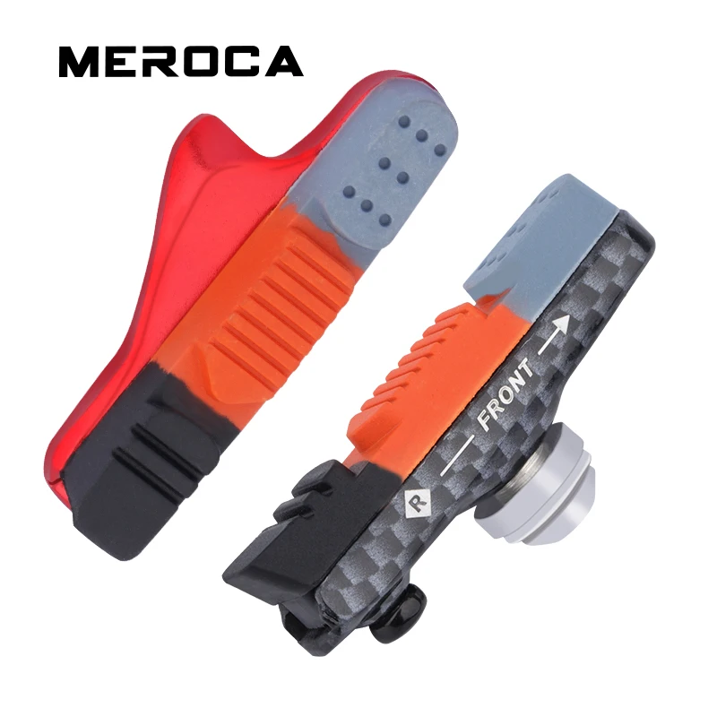 700C V-brake Pad Road Bike Brake Pads With Mud Trough Silent Aluminum Alloy Rim C Brake Pads Rubber Sheet Bicycle Accessories