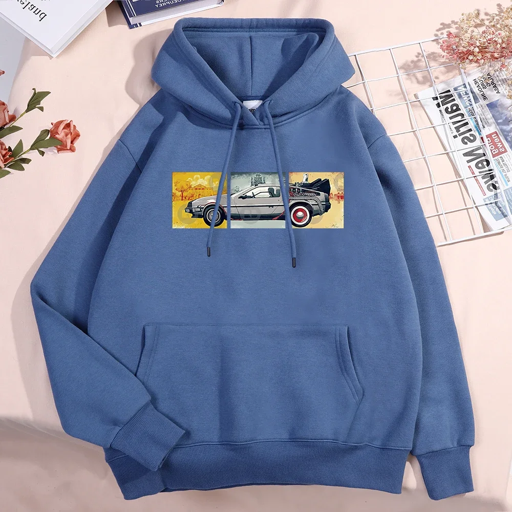 Back To The Future Movie Car Men Women Streetwear Creativity Crewneck Hoody Autumn Pullover Hoodies Funny Loose Fleece Clothes