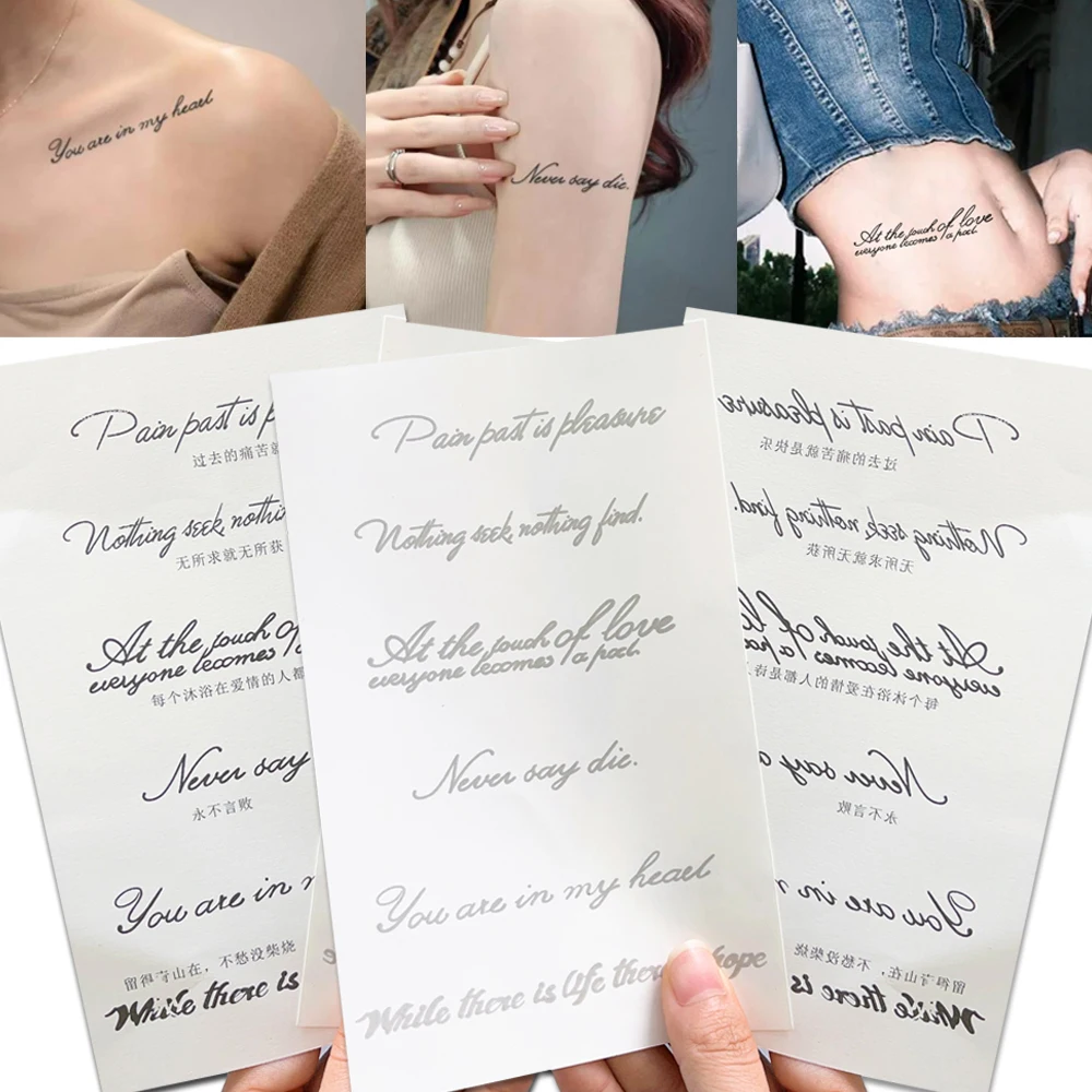 

English Short Sentences Temporary Tattoo Waterproof Realistic Fake Tattoos for Men and Women Hands Leg Wrist Body Tattoos Patch