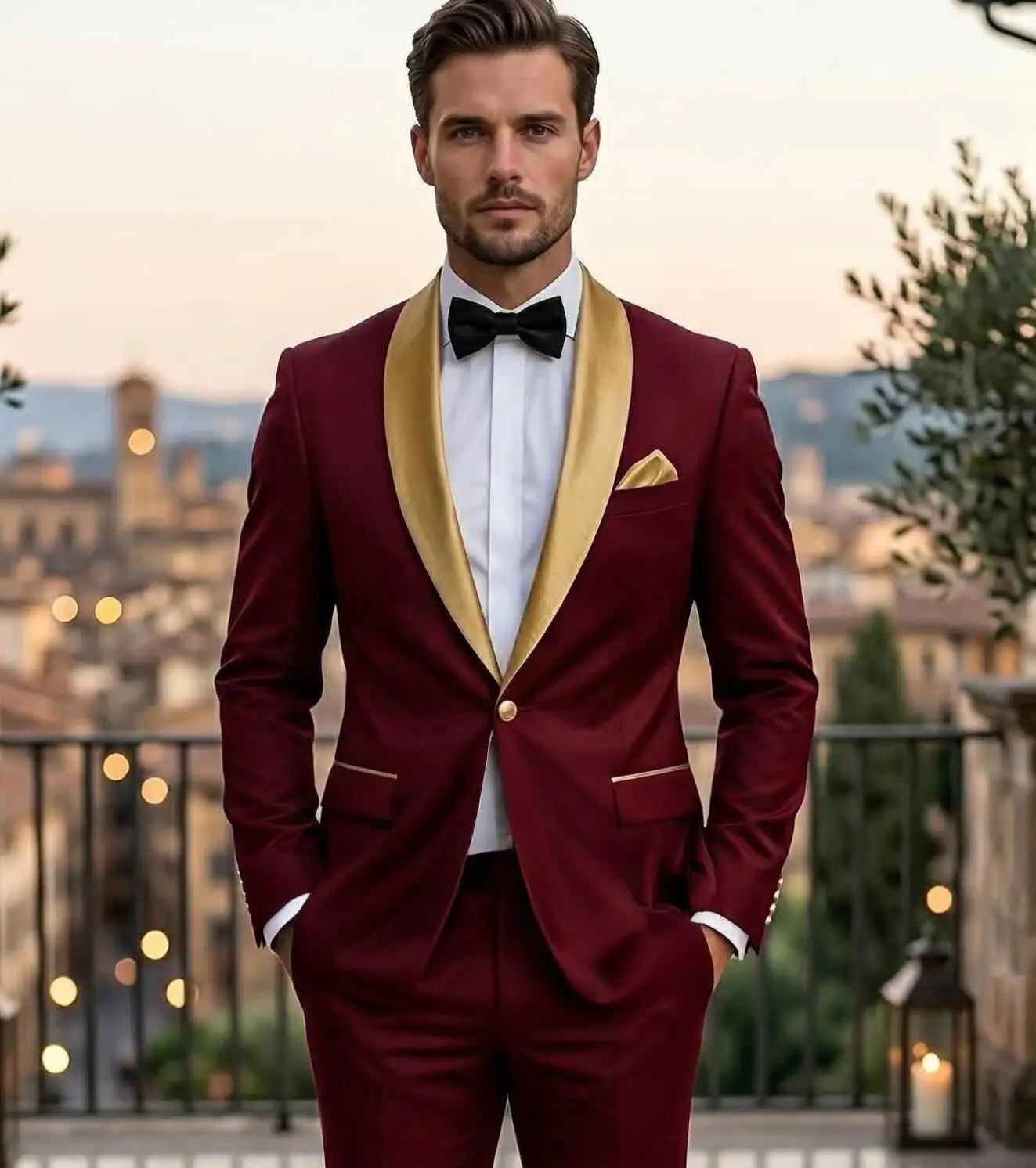

Elegant 2 Piece Men's Solid Color Suit Blazer Wedding Groom Outfit Costume Homme High Quality Male Clothing Terno Jacket Pants