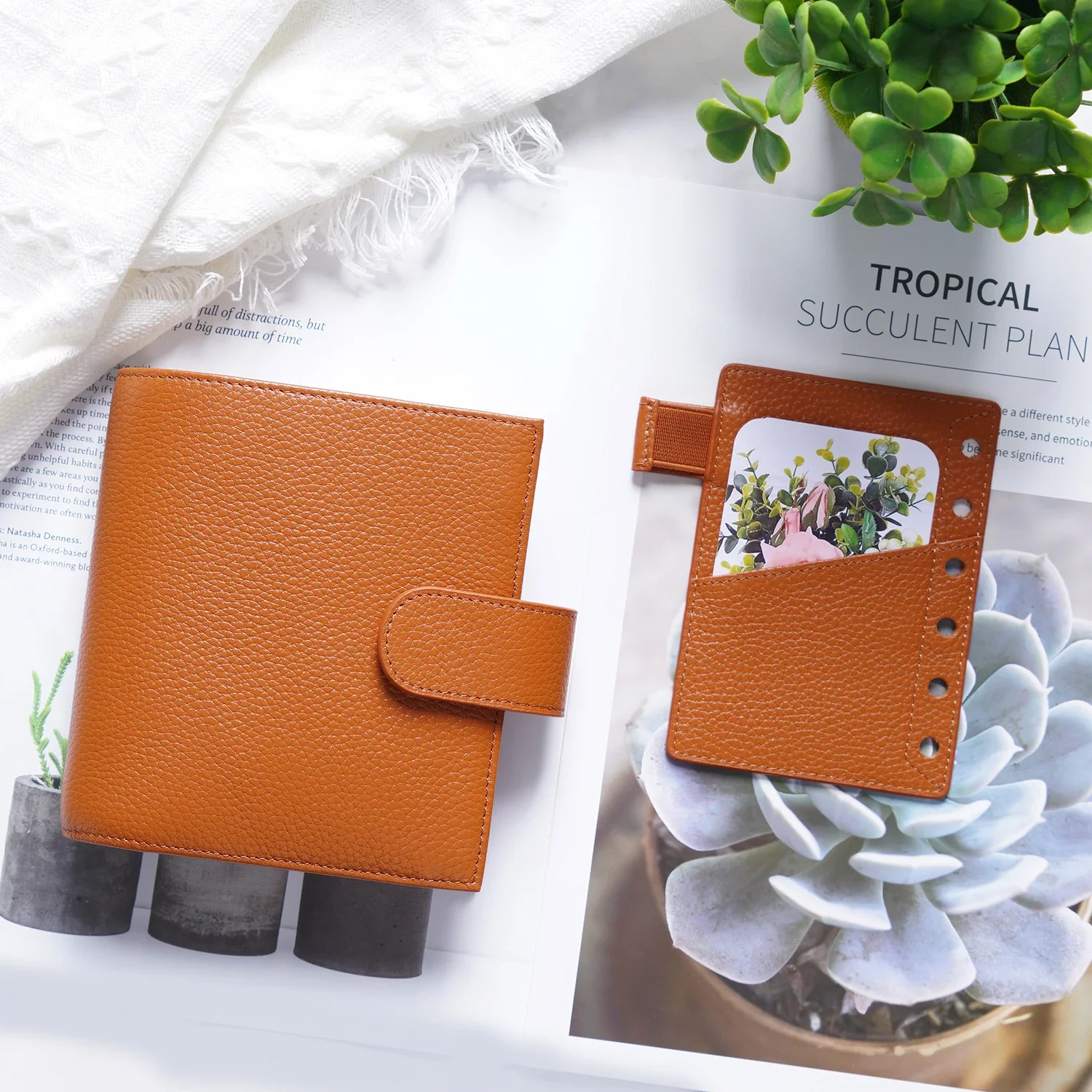 Moterm Luxe 2.0 Series Pocket Size Planner Pebbled Grain Leather A7 Notebook with 30MM Ring Mini Agenda Organizer  Diary Notepad