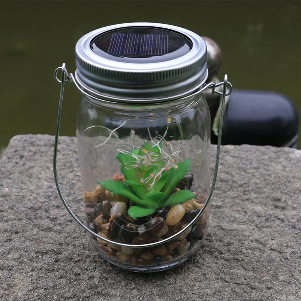 

Solar Green Plant Jar Lamp 10LED Hanging Lights Garden Patio Decorative Outdoor Party Lights Succulent Solar Light