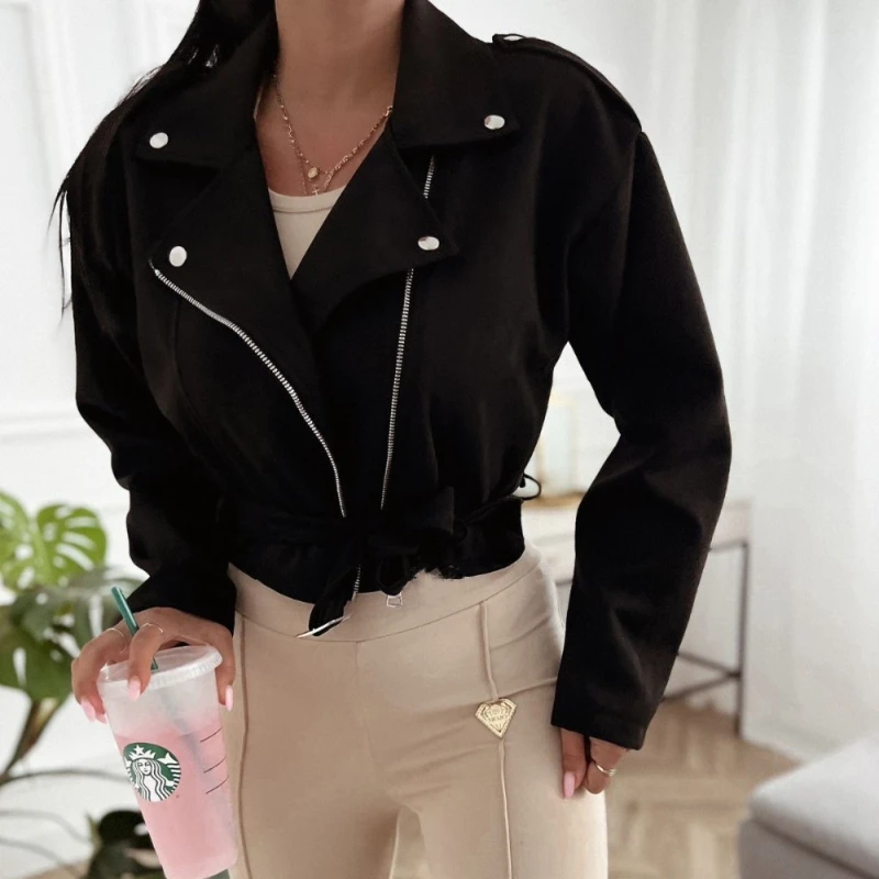 

2025 New Autumn Short Jackets Coat Plus Size Women Trench Coats Motorcycle Outdoor Sports Short Long Sleeved Top