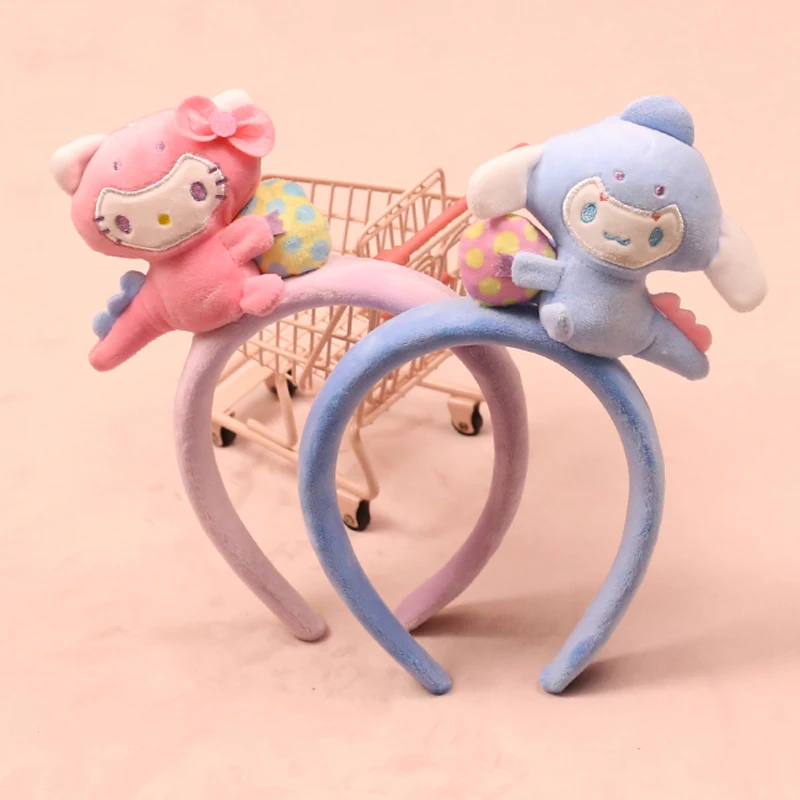 Pinza para el pelo de muñeca Kawaii Sanrio, aro para el pelo de felpa con dibujos animados Cinnamoroll My Melody Kuromi, accesorios para el cabello, diadema de maquillaje para lavado de cara