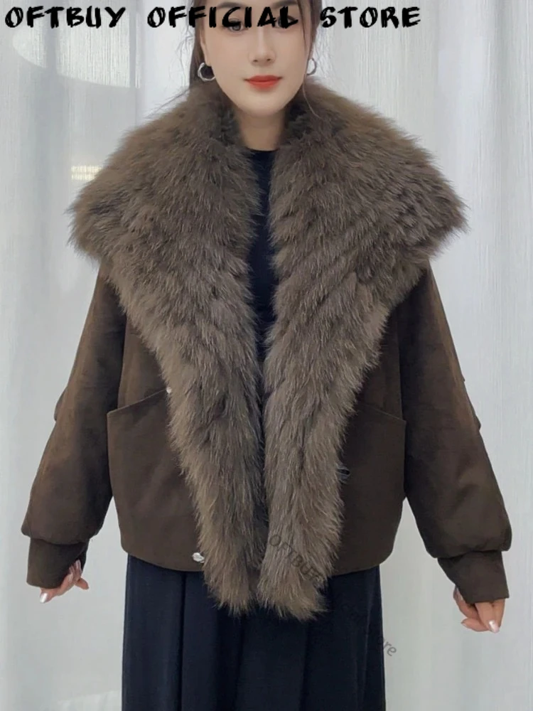 OFTBUY Women's Winter Outerwear Faux Fur Detail Down Parka Loose Fit Warm Street Style Casual Winter Season Jacket for Ladies