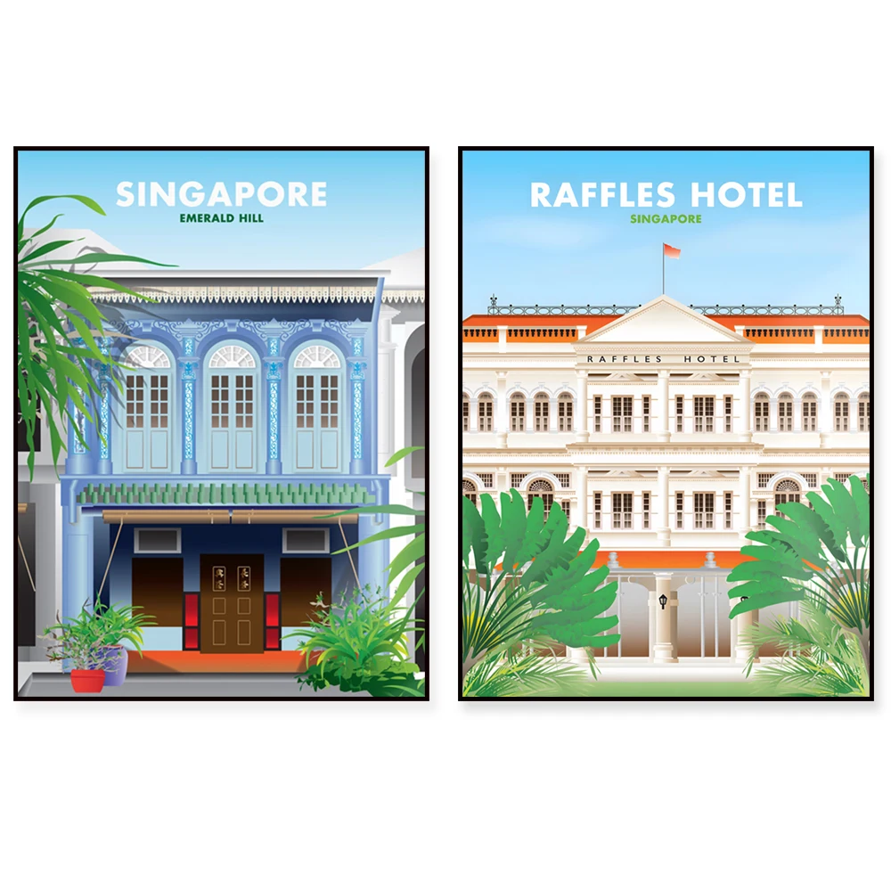 Singapore colonial houses, Alexandra Park, shophouses, pastels, shophouses, Duxton, Tiong Bahru, photography Asia travel poster
