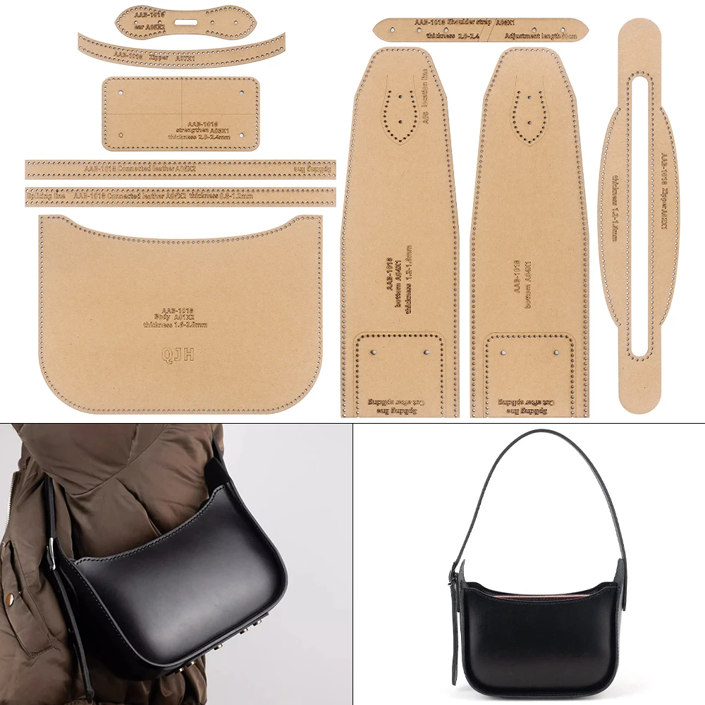 1 Set Modische Damen-Unterarm-Umhängetaschen - Kraftpapier-Vorlage, DIY Kunstleder Handarbeit - Nähvorlage mit Loch