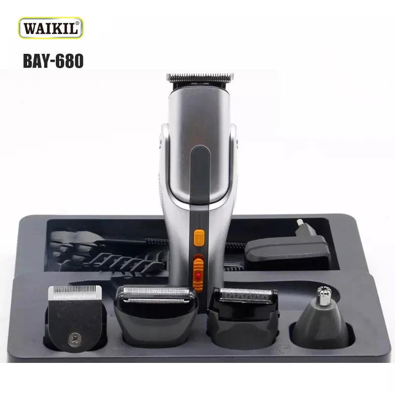 WAIKIL Professional 8-in-1 Multi functional Men's Hairdressing Set Facial Hair Trimmer Rechargeable Cordless Portable Barber