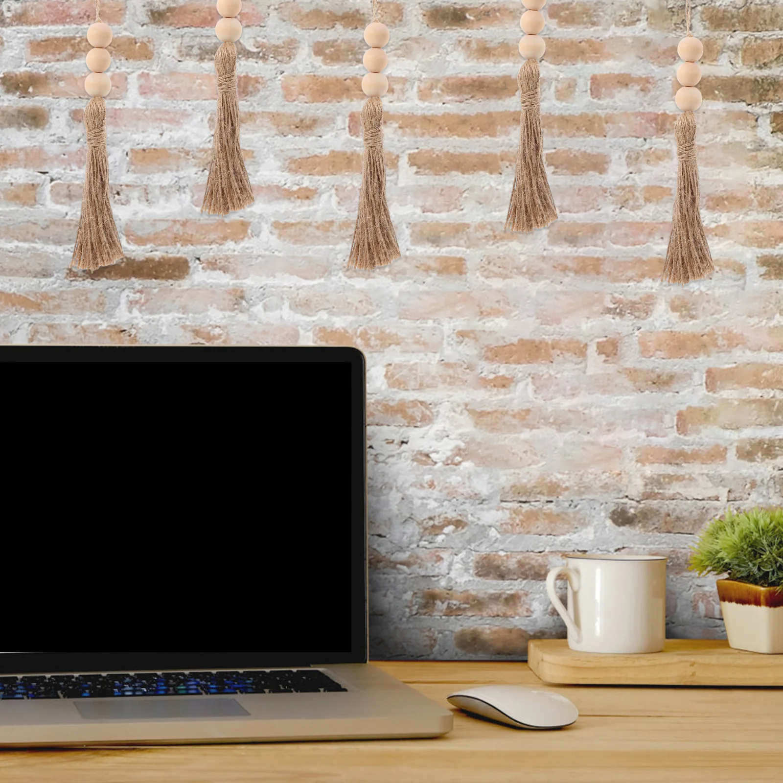 

10Pcs Wood Beads Garland Rustic Hanging Decor Home Crafts DIY Decoration Wood Beads Garland Bead Hanging Decor