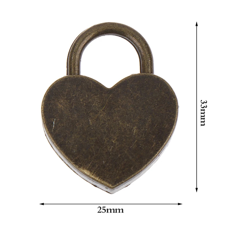 1Set Metal Mini Lock Alloy Lock Small Peach Heart Lock Padlock With Key Insertion Lock Decorative Hardware