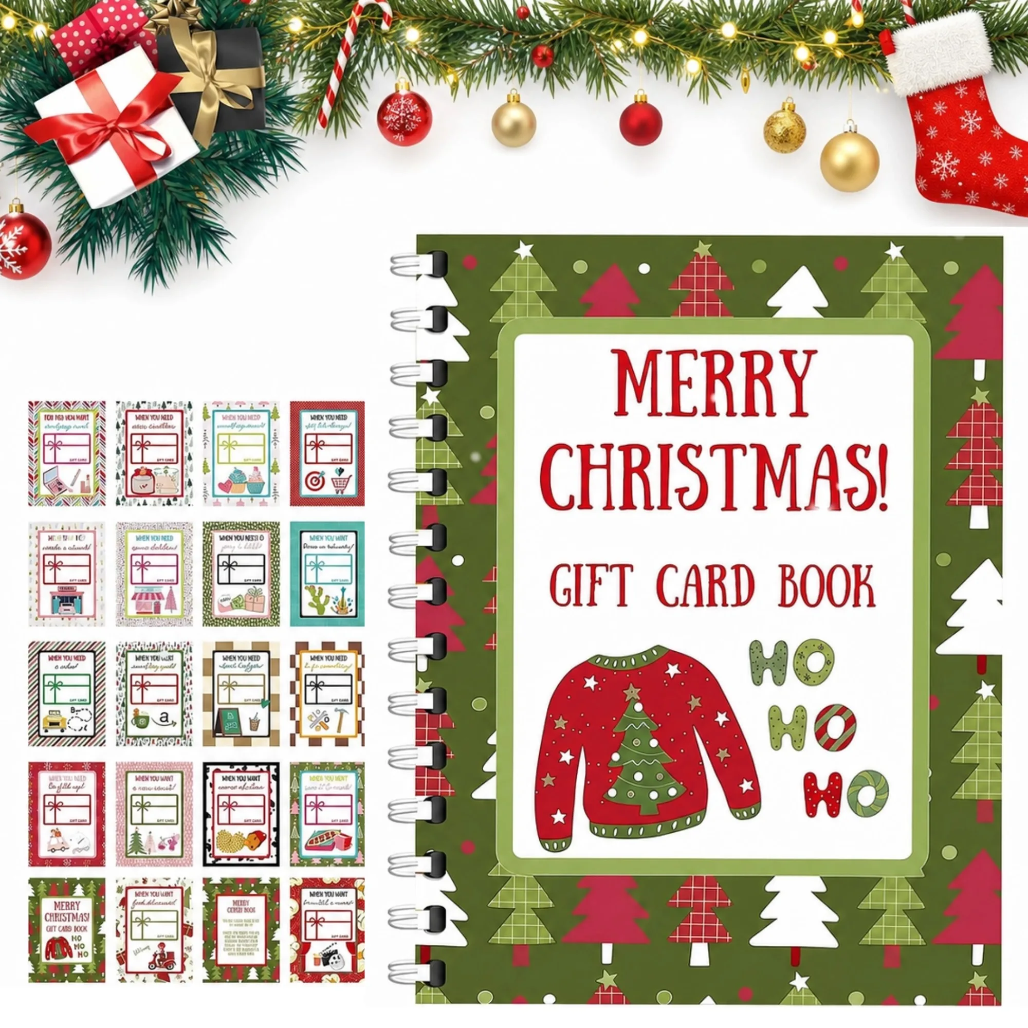 1pc DIY Christmas Gift Card Book Christmas Gift Card Holder Spiral Bound Card Book Personalized Gift for Family Lover Friends