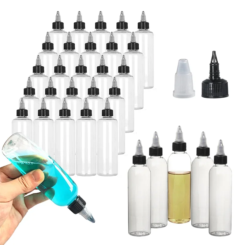 100PCS 30ml-250ml Plastic Squeeze Dispensing Bottles with Twist Cap Multi Purpose Bottles for Crafts Art Glue Liquid Household