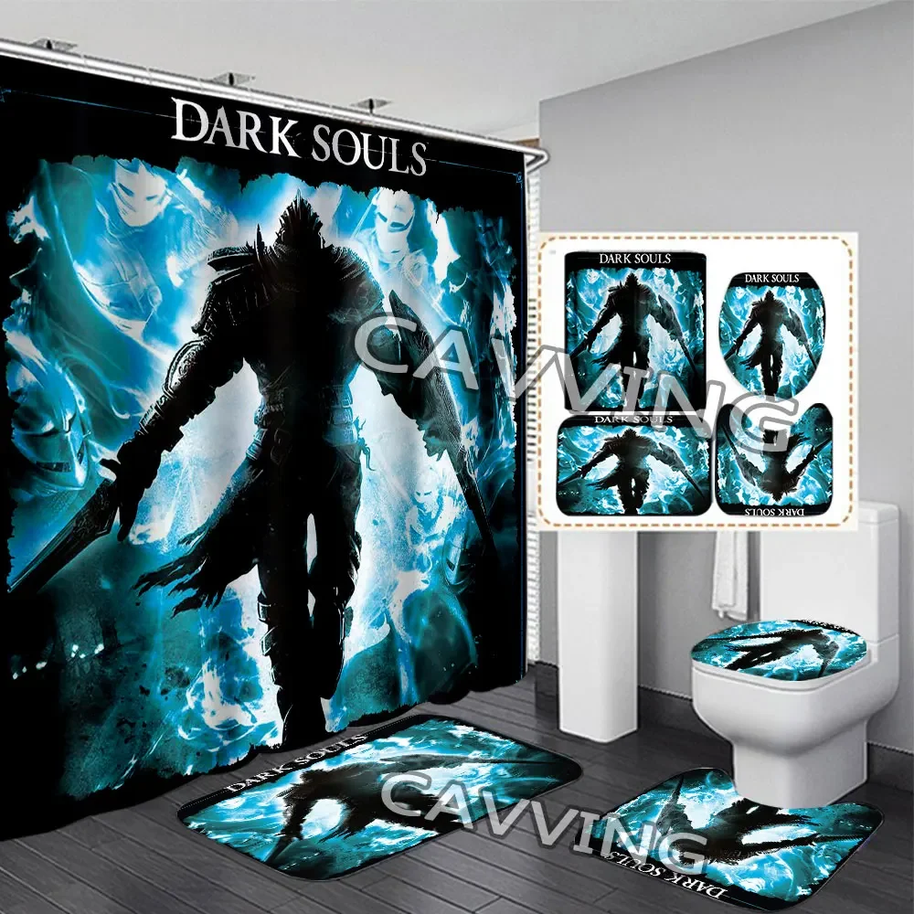 Dark souls 3D Printed Shower Curtain Waterproof Bathroom Curtain Anti-slip Bath Mat Set Toilet Rugs  K04