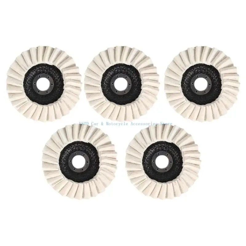 

L5BC 5pcs Multiple Layer Flanged Polishing Wheel Set Surfaces Refinement Tool Wool Felt Flap Polishing Disc for Metal Surfaces