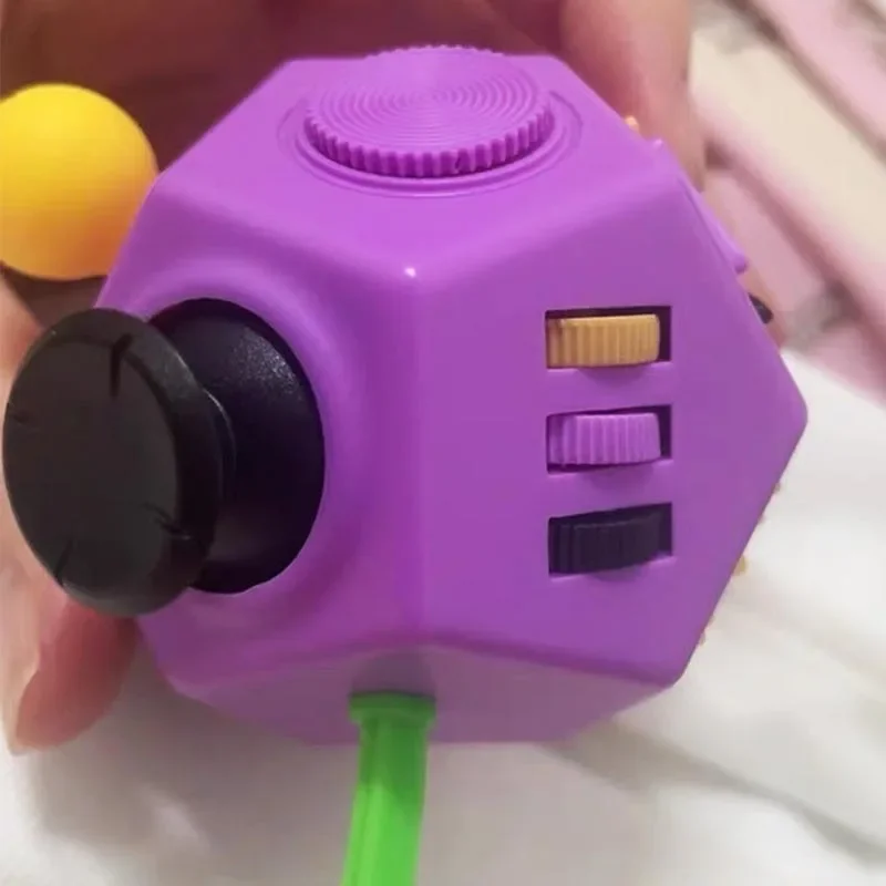 12 جانبًا من ألعاب Fidget Cube الحسية تخفف التوتر والقلق مكعب مضاد للاكتئاب للأطفال والكبار مع إضافة OCD للتوحد