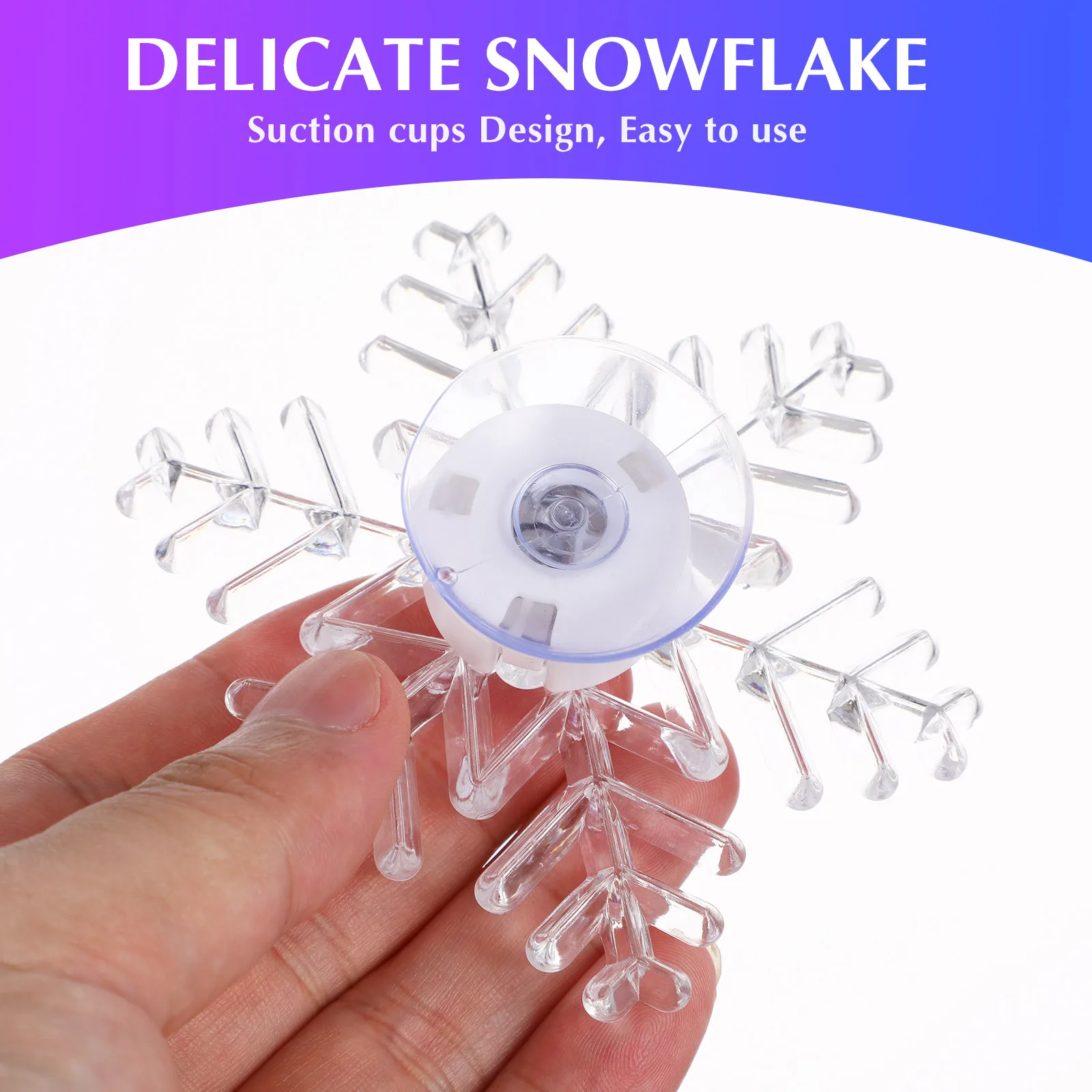 

5 Pcs Christmas Decoration Led Night Light Snowflake Suction Cup Lights Transparent
