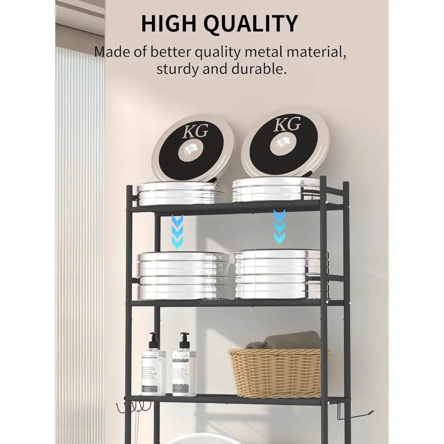 3-Tier Over The Toilet Storage, Space Saver Metal Bathroom Shelves, Freestanding