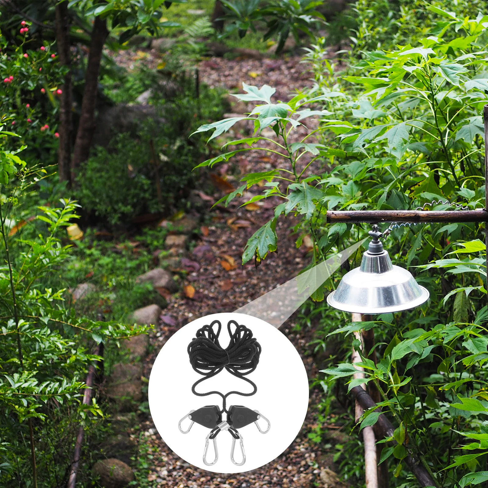 2Pcs Heavy Duty Ratchet Rope Hangers Adjustable Grow Light Rope Pulley Locking Clips for Hydroponic Garden Light Fixtures