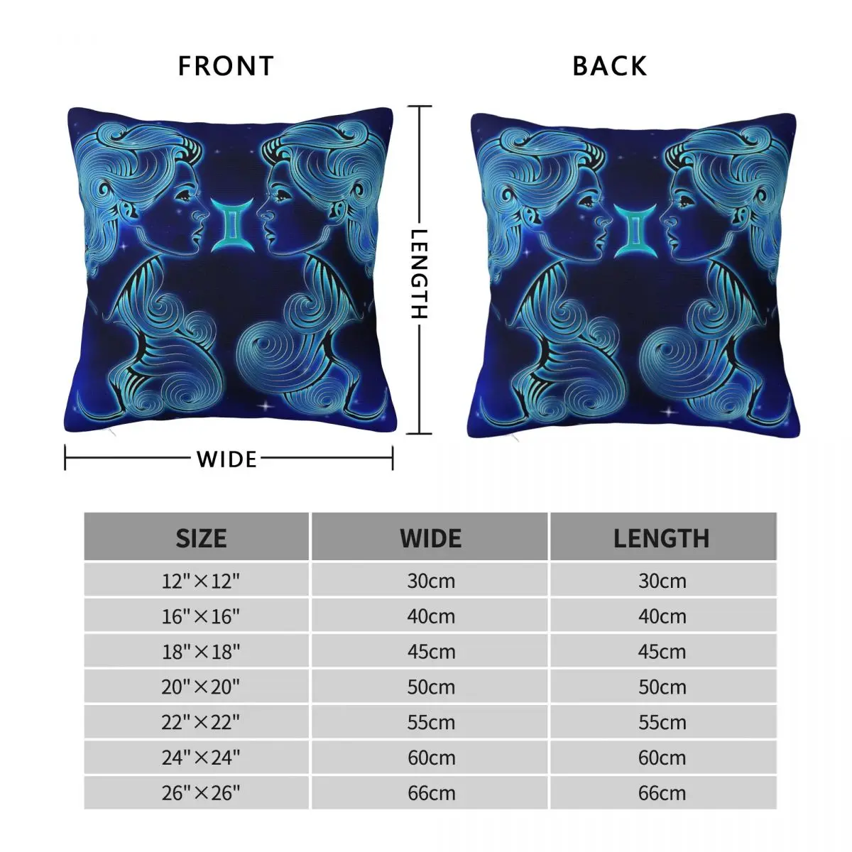 Gemini Astrological Zodiac Sign Square Pillowcase Polyester Linen Velvet Printed Zip Decor Bed Cushion Cover 45x45