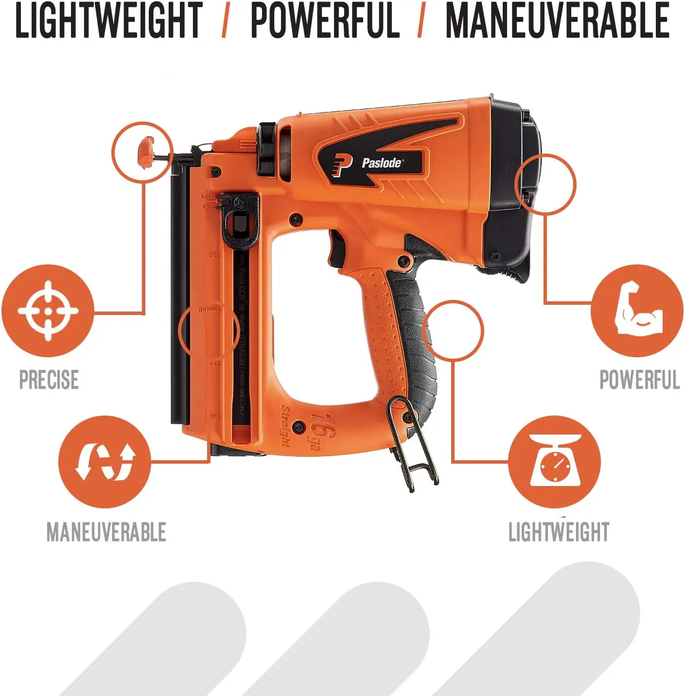 Cordless Finish Nailer 916000 16 Gauge Battery and Fuel Cell Powered No Compressor Needed Lightweight Tool No Downtime