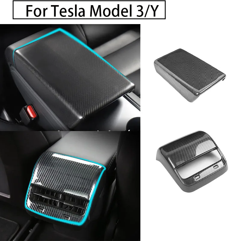 For Tesla Model 3/Y Rear Exhaust Air Outlet Protection Cover Central Control Armrest Box Cover Modification Artifact Accessories