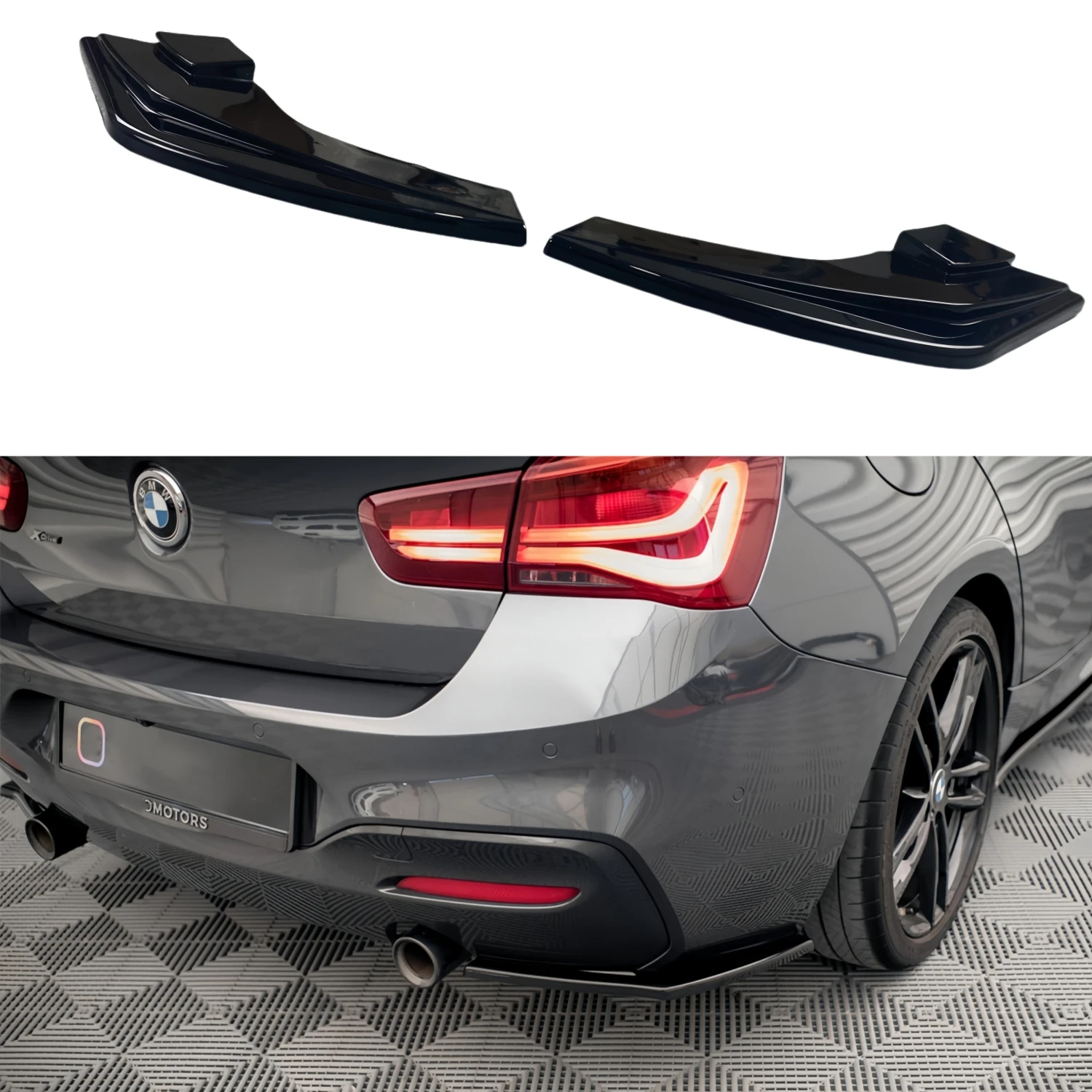 Gloss Black Rear Bumper Side Splitters For Bmw F20 1 Series 118i 120d 120i 125i M Pack 2015-2019 LCI  Side Diffuser Exhaust Trim