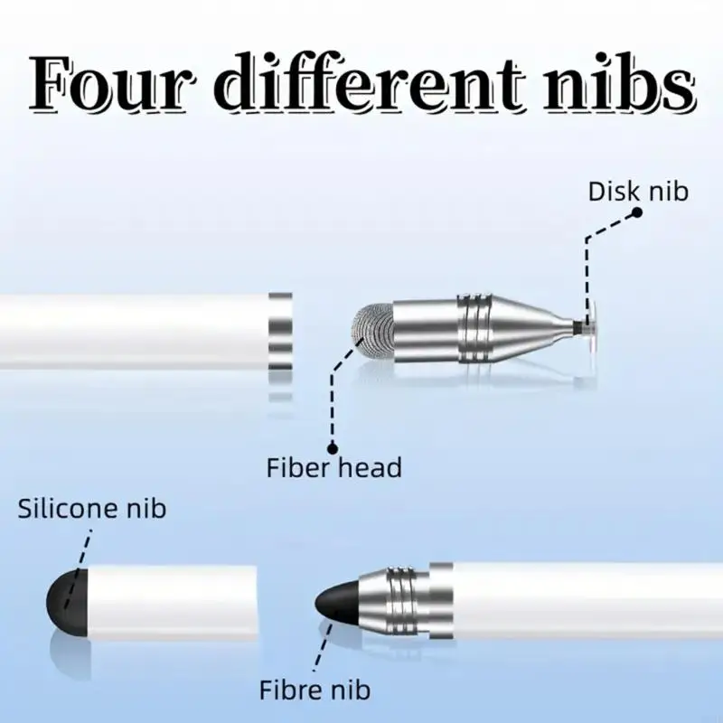 Premium Metal Styluses Pen with Fiber/Silicone/Disk Tip MultiDevice Compatible Digital Art Note Taking Tool for Creators F19E