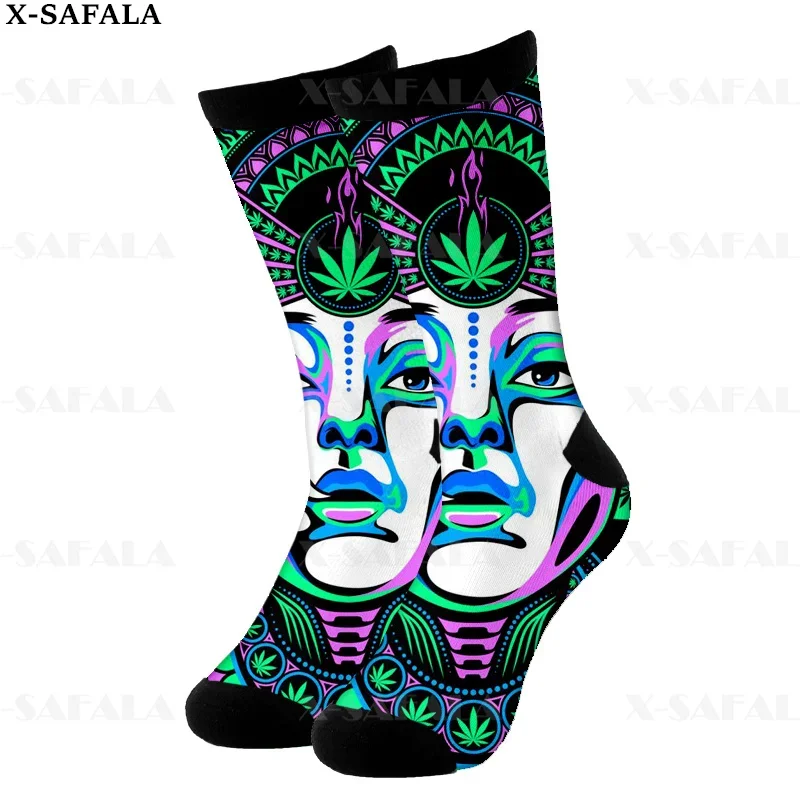 Love Weeds Leaf Art Colorful Weed Trippy 3D Long Socks Cycling Casual Novelty High Socks Men Women Cotton Funny Leg Calf Cotton3