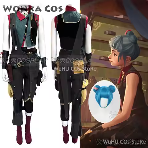 Game LOL Disguise Jinx Roleplay Costume Arcane Jinx Cosplay Fantasy Women Costume Wig Baobao Women Outfit Hallowen Carnival Suit