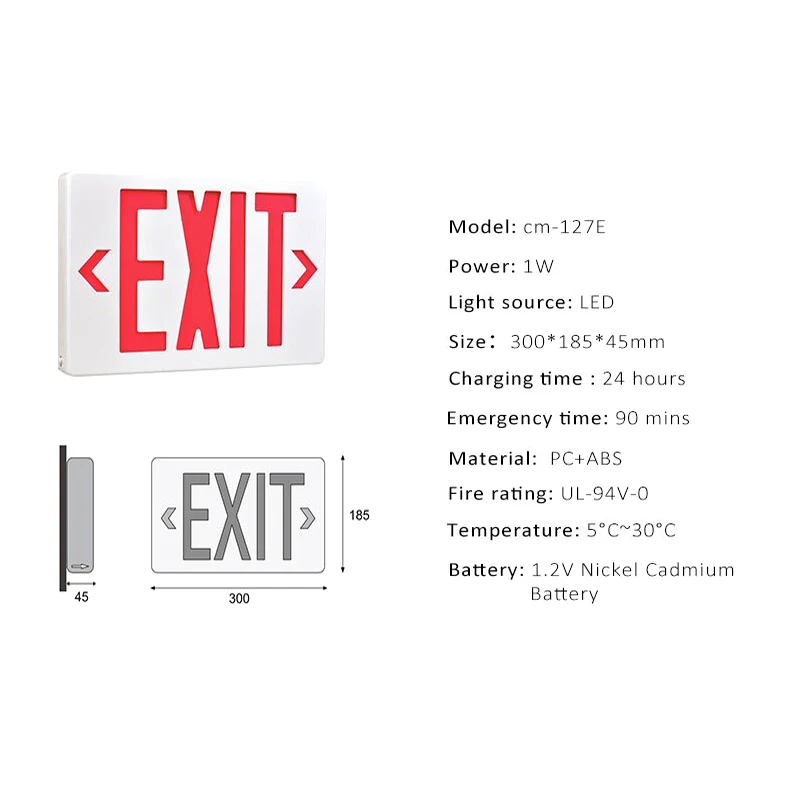 Ac 85-265V LED Red/Green Exit Emergency Sign Exit Safety Indicator Light Exit Emergency Lamp For Hotel and Other Public