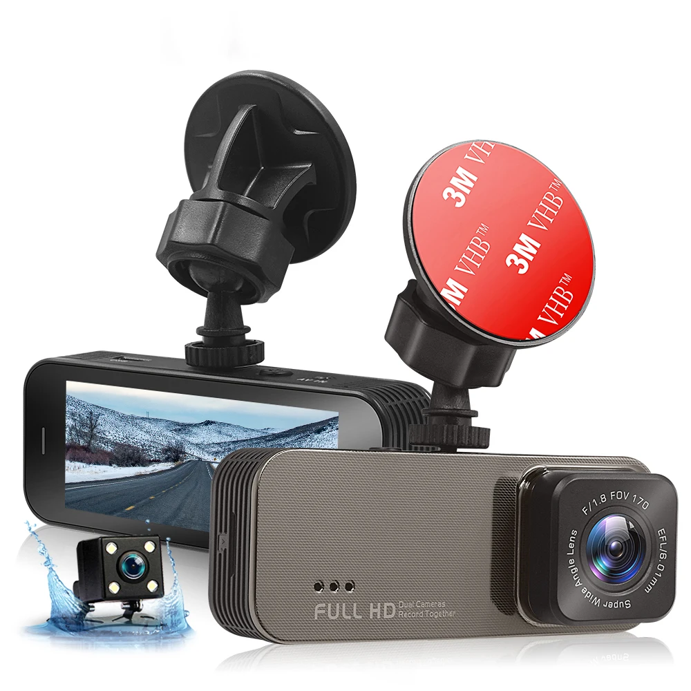 Vehicle Driving Recorder Camera IPS G-Sensor 2024 Dual Car Dash Camera HD 1080P 2MP Front And Rear Dash Cam Car Dvr