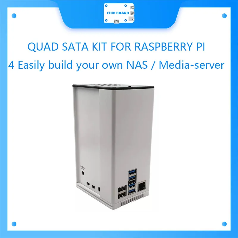 KIT QUAD SATA PARA RASPBERRY PI 4 Construye fácilmente tu propio KIT de servidor de almacenamiento de red NAS