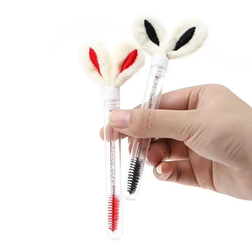 Round Comb Teeth Rabbit Ears Mascara Brush Clear Creative Glitter Mascara Wand Tube Reusable Tube Eyelashes Brushes Comb