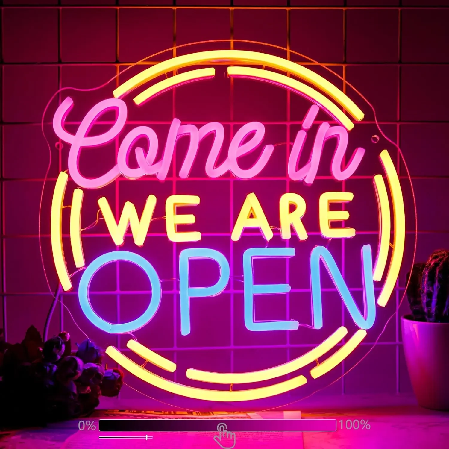 Come in We Are Open Neon Sign USB Dimmable LED Neon Light Sign for Drink Bar Man Cave Bedroom Hotel Shop Garage Party Wall Decor